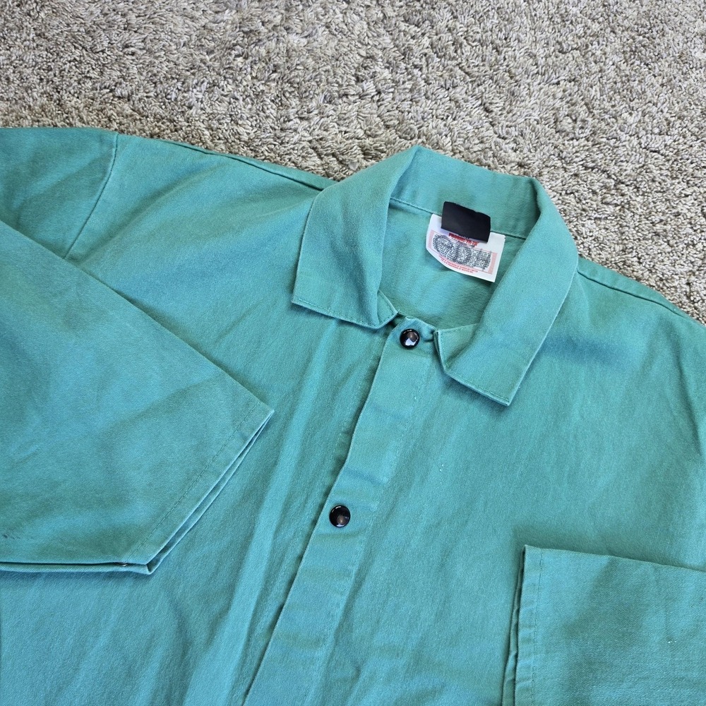 TILLMAN Shirt Men 2XL Green Twill Flame Resistant Button Up Workwear Outdoor VTG
